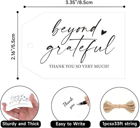 G2Plus شكرًا لك على علامات الهدايا ، إلى ما وراء العلامات الممتنة ، 50pcs ، شكرًا جزيلاً لك ، رقائق الذهب ، شكرًا لك على سلسلة لحفل الزفاف ، استحمام الطفل ، عيد ميلاد ، حفلات عطلة الخريف (3''x2 '') in Kuwait