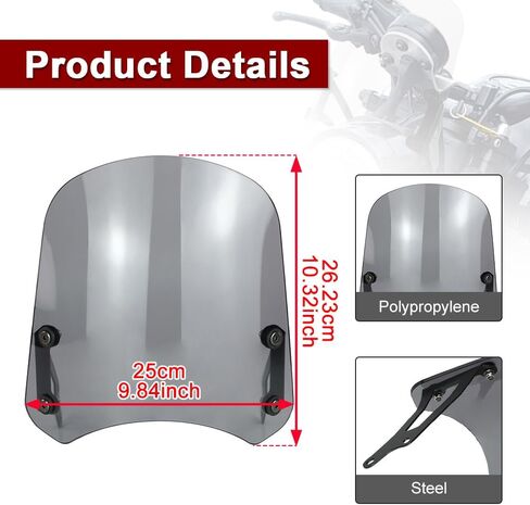 Xitomer Windshield Windscreen Compatible with XSR900 2016-2021 XSR900 Windshield with Mount Motorcycle Wind Deflector (Grey) in Saudi Arabia