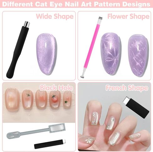 10Pcs Cat Eye Nail Magnet Set Cat Eye Magnet for Nails, Nail Magnets for Nail Art Cat Eye Nails 3D Strong Pen, Magnet Rod, Manicure Tool, Double Head Nail Magnet Rod for Making Cat Eye Nails in Kuwait