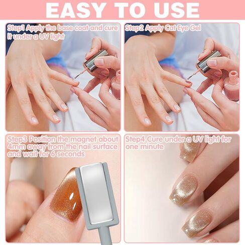 10Pcs Cat Eye Nail Magnet Set Cat Eye Magnet for Nails, Nail Magnets for Nail Art Cat Eye Nails 3D Strong Pen, Magnet Rod, Manicure Tool, Double Head Nail Magnet Rod for Making Cat Eye Nails in Kuwait