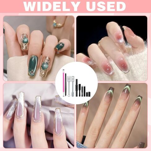 10Pcs Cat Eye Nail Magnet Set Cat Eye Magnet for Nails, Nail Magnets for Nail Art Cat Eye Nails 3D Strong Pen, Magnet Rod, Manicure Tool, Double Head Nail Magnet Rod for Making Cat Eye Nails in Kuwait