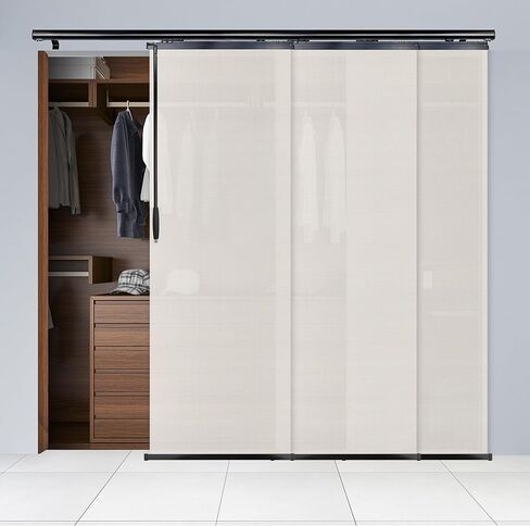 Meshed Tope 3-Panel Single Rail Black Panel Track Extendable 36"-66" W x 116" H, Panel Width 23.5" in Saudi Arabia