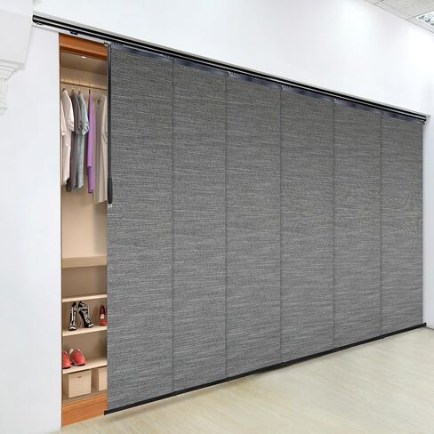 Pine 6-Panel Single Rail Black Panel Track Extendable 70"-130" W x 116" H, Panel Width 23.5" in Saudi Arabia