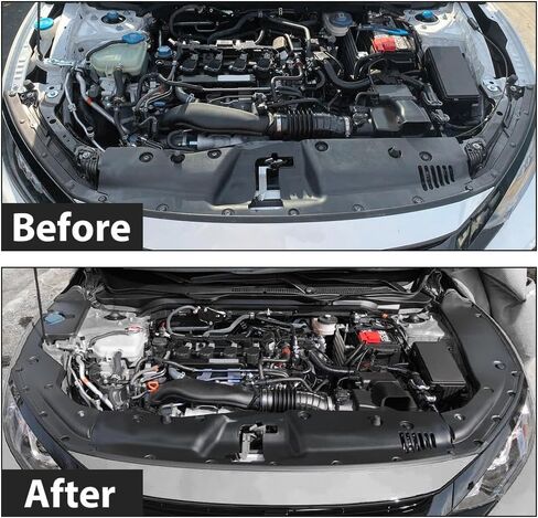 ALLGOOD Engine Bay Side Panel Covers, Compatible with Honda Civic 2016-2018 Long Version X Gen 10 Generation Left & Right, Black in Saudi Arabia
