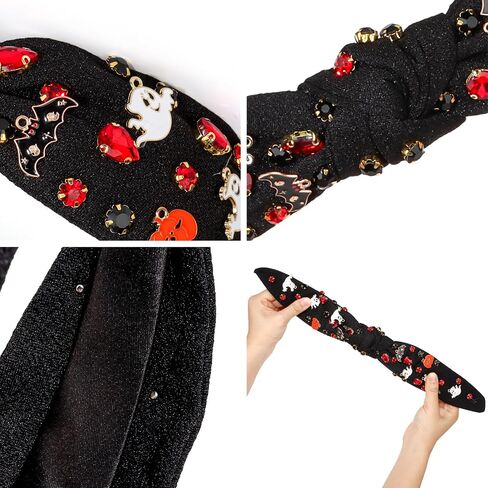 Halloween Headbands for Women Costumes Rhinestone Knotted Headband Halloween Party Favors in Saudi Arabia