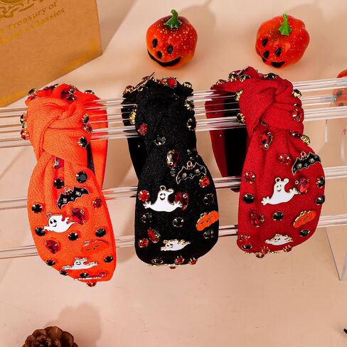 Halloween Headbands for Women Costumes Rhinestone Knotted Headband Halloween Party Favors in Saudi Arabia