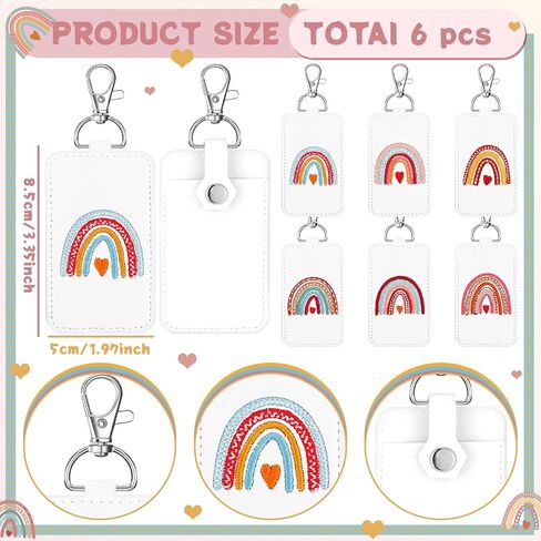 6 Pcs Classroom Doorbell Holder Doorbell Holder for Teachers Lanyard Back to School Rainbow Leather Class Bell Keychain Case Gift for Classroom Teacher Must Haves in Saudi Arabia