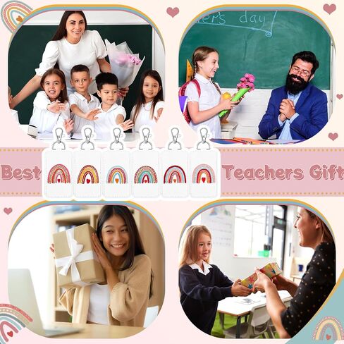 6 Pcs Classroom Doorbell Holder Doorbell Holder for Teachers Lanyard Back to School Rainbow Leather Class Bell Keychain Case Gift for Classroom Teacher Must Haves in Saudi Arabia