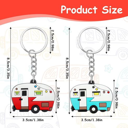 Grevosea 2 جهاز كمبيوتر شخصى RV Camper Keychain، Camper Keyring Camper Accessories مقطورات سلسلة مفاتيح سيارة التخييم الرجعية لديكور العربة RV السفر رحلة التخييم التذكارية in Saudi Arabia