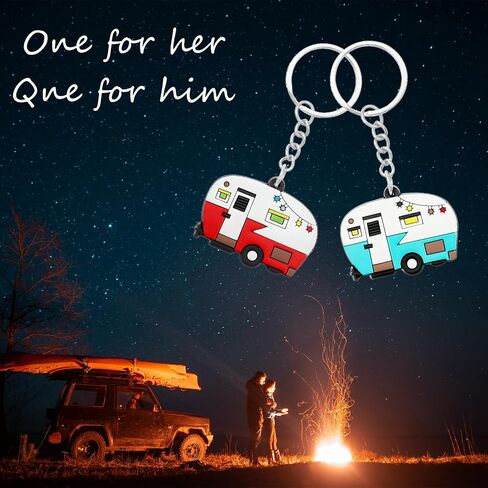 Grevosea 2 جهاز كمبيوتر شخصى RV Camper Keychain، Camper Keyring Camper Accessories مقطورات سلسلة مفاتيح سيارة التخييم الرجعية لديكور العربة RV السفر رحلة التخييم التذكارية in Saudi Arabia
