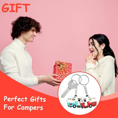 Grevosea 2 جهاز كمبيوتر شخصى RV Camper Keychain، Camper Keyring Camper Accessories مقطورات سلسلة مفاتيح سيارة التخييم الرجعية لديكور العربة RV السفر رحلة التخييم التذكارية in Saudi Arabia