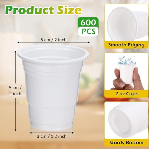 600 Pack 2 Oz Plastic Shot Glasses Disposable Plastic Shot Cups Mini Multicolor Party Cups for BBQ Christmas Party Tastings Sample Picnic Camping Daily Life Wedding, 6 Colors in Saudi Arabia
