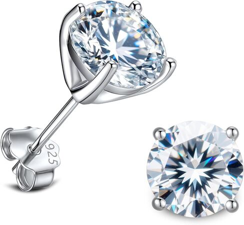 Moissanite Stud Earrings for Women Men, VVSI Clarity Round Cut Lab Created Mossanite 18K White Gold Plated 925 Sterling Silver Hypoallergenic Earrings Studs Jewelry in Saudi Arabia