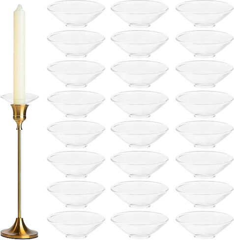 24 Pcs Candle Drip Protectors, Glass Bobeches for Candlestick Holders Round Wax Catcher Candle Rings for Tapers Table Candles Wedding Party Church HOM in Saudi Arabia