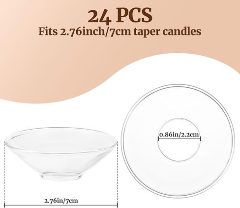 24 Pcs Candle Drip Protectors, Glass Bobeches for Candlestick Holders Round Wax Catcher Candle Rings for Tapers Table Candles Wedding Party Church HOM in Saudi Arabia
