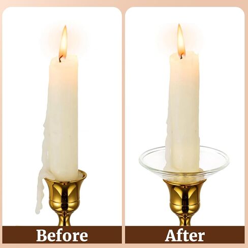24 Pcs Candle Drip Protectors, Glass Bobeches for Candlestick Holders Round Wax Catcher Candle Rings for Tapers Table Candles Wedding Party Church HOM in Saudi Arabia