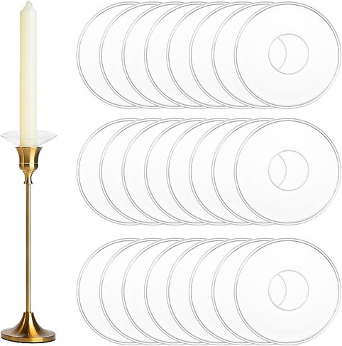 24 Pcs Candle Drip Protectors, Glass Bobeches for Candlestick Holders Round Wax Catcher Candle Rings for Tapers Table Candles Wedding Party Church HOM in Saudi Arabia