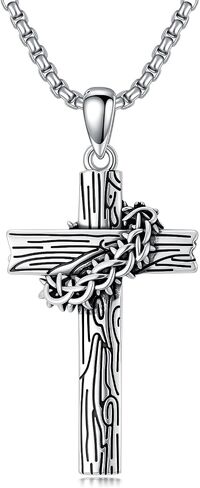 Three Nail Cross Necklace 925 Sterling Silver 3 Nail Cross Pendant Christian Jewelry Gifts for Men 22+2" in Saudi Arabia