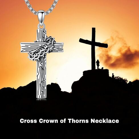 Three Nail Cross Necklace 925 Sterling Silver 3 Nail Cross Pendant Christian Jewelry Gifts for Men 22+2" in Saudi Arabia