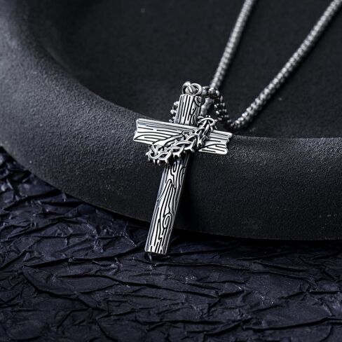Three Nail Cross Necklace 925 Sterling Silver 3 Nail Cross Pendant Christian Jewelry Gifts for Men 22+2" in Saudi Arabia