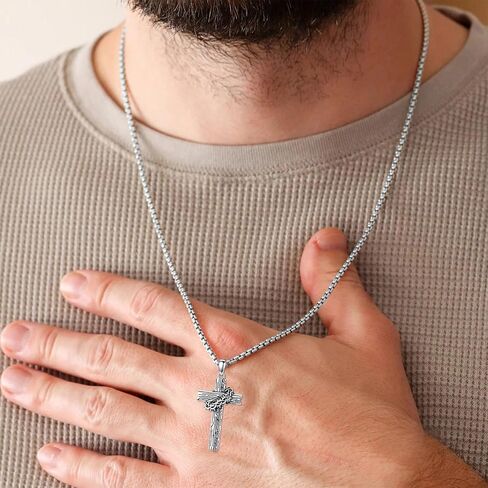 Three Nail Cross Necklace 925 Sterling Silver 3 Nail Cross Pendant Christian Jewelry Gifts for Men 22+2" in Saudi Arabia
