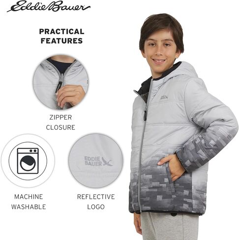 Eddie Bauer Boys' Deer Harbor Reversible Faux Fur Lined Insulated Puffer Jacket in Saudi Arabia