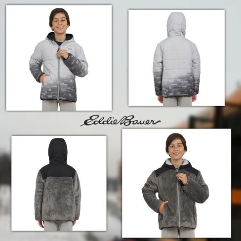 Eddie Bauer Boys' Deer Harbor Reversible Faux Fur Lined Insulated Puffer Jacket in Saudi Arabia