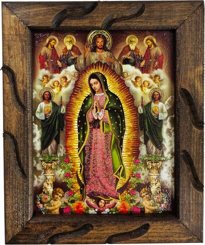 Generic Our Lady of Guadalupe, Saint Judas, Divine Mercy Oil Painting, Rustic Frame, 13x18 Inches, Religious Art, Home Decor, Wall Decor, Church Events, Gifts in Saudi Arabia