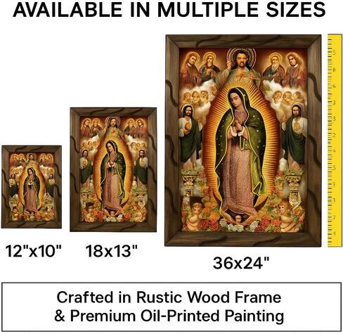 Generic Our Lady of Guadalupe, Saint Judas, Divine Mercy Oil Painting, Rustic Frame, 13x18 Inches, Religious Art, Home Decor, Wall Decor, Church Events, Gifts in Saudi Arabia