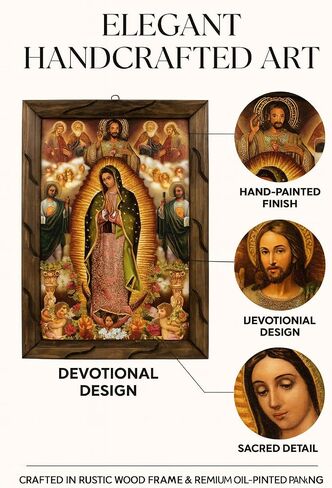 Generic Our Lady of Guadalupe, Saint Judas, Divine Mercy Oil Painting, Rustic Frame, 13x18 Inches, Religious Art, Home Decor, Wall Decor, Church Events, Gifts in Saudi Arabia