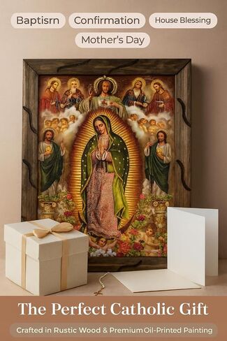 Generic Our Lady of Guadalupe, Saint Judas, Divine Mercy Oil Painting, Rustic Frame, 13x18 Inches, Religious Art, Home Decor, Wall Decor, Church Events, Gifts in Saudi Arabia