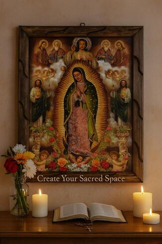 Generic Our Lady of Guadalupe, Saint Judas, Divine Mercy Oil Painting, Rustic Frame, 13x18 Inches, Religious Art, Home Decor, Wall Decor, Church Events, Gifts in Saudi Arabia