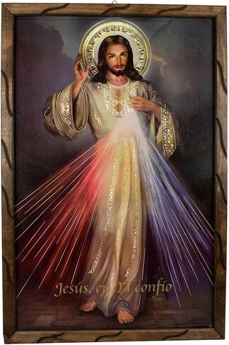 Mrcjsales-The Lord Of Divine Mercy in rustic frame, Oil painting, 24''x36'', 13''x18'', 10''x12'' inches, religious art image, Senor de la Divina Misericordia imagen, Cuadro rustico , Home decor, wall decor, church events, gifts (Lagre - 36"x24" inches) in Saudi Arabia