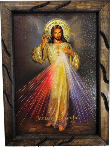 Mrcjsales-The Lord Of Divine Mercy in rustic frame, Oil painting, 24''x36'', 13''x18'', 10''x12'' inches, religious art image, Senor de la Divina Misericordia imagen, Cuadro rustico , Home decor, wall decor, church events, gifts (Lagre - 36"x24" inches) in Saudi Arabia