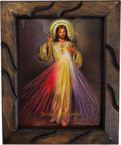 Mrcjsales-The Lord Of Divine Mercy in rustic frame, Oil painting, 24''x36'', 13''x18'', 10''x12'' inches, religious art image, Senor de la Divina Misericordia imagen, Cuadro rustico , Home decor, wall decor, church events, gifts (Lagre - 36"x24" inches) in Saudi Arabia