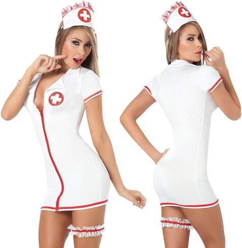 FZYLQY Sexy Lingerie for Women Nurse Costume Halloween Cosplay Women Lingerie Set Naughty Nurse Lingerie Doctor Cosplay in Kuwait
