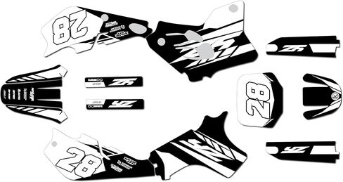 مجموعة رسومات لـ Yamaha YZ 80 (1993-2001) Factory Series White 09 Mil - مجموعة ملصقات رسومات السباق المخصصة للدراجة الترابية، بدون بلاستيك in Saudi Arabia