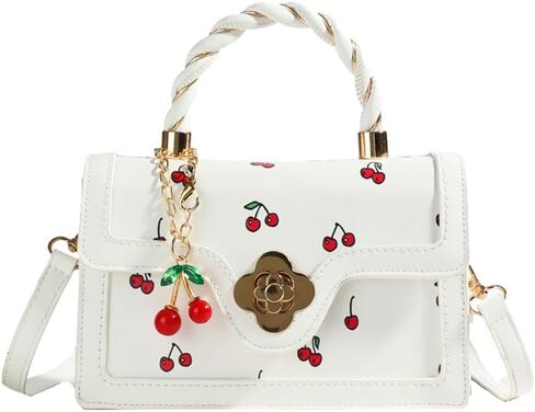 لطيف الكرز المحفظة Y2K حقيبة كتف جلدية نباتية الأزياء Crossbody محفظة صغيرة حقيبة يد in Kuwait