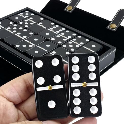 Bucher&Rossini Metal Surface Dominoes Set Double 6 for Adults and Kids - Classic 28Pieces Gold Metal Surface Domino's Game Set Idea Gift Present for Domino Players or Family Game Night in Kuwait