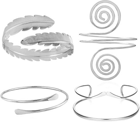 KJMYYXGS 4 Pcs Gold Silver Upper Arm Cuff Jewelry for Women, Arm Bracelet Upper Arm Bangles for Women Minimalist Jewelry Gift in Saudi Arabia