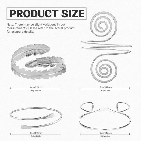 KJMYYXGS 4 Pcs Gold Silver Upper Arm Cuff Jewelry for Women, Arm Bracelet Upper Arm Bangles for Women Minimalist Jewelry Gift in Saudi Arabia