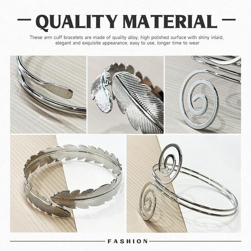 KJMYYXGS 4 Pcs Gold Silver Upper Arm Cuff Jewelry for Women, Arm Bracelet Upper Arm Bangles for Women Minimalist Jewelry Gift in Saudi Arabia