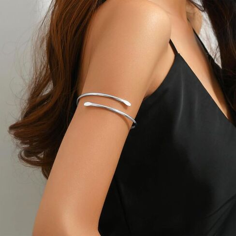 KJMYYXGS 4 Pcs Gold Silver Upper Arm Cuff Jewelry for Women, Arm Bracelet Upper Arm Bangles for Women Minimalist Jewelry Gift in Saudi Arabia