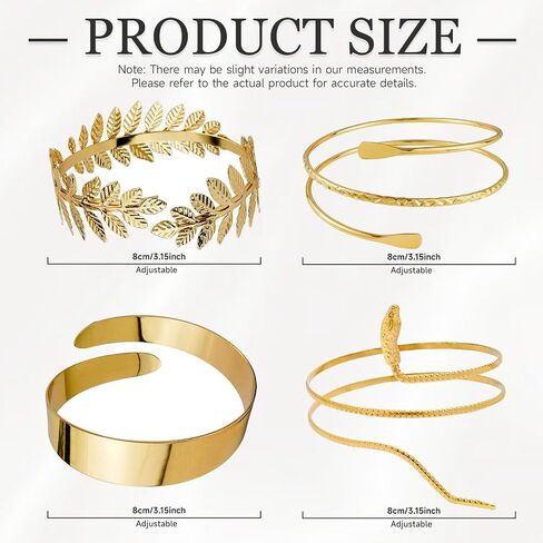 KJMYYXGS 4 Pcs Gold Silver Upper Arm Cuff Jewelry for Women, Arm Bracelet Upper Arm Bangles for Women Minimalist Jewelry Gift in Saudi Arabia