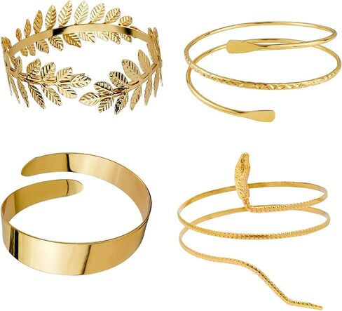 KJMYYXGS 4 Pcs Gold Silver Upper Arm Cuff Jewelry for Women, Arm Bracelet Upper Arm Bangles for Women Minimalist Jewelry Gift in Saudi Arabia