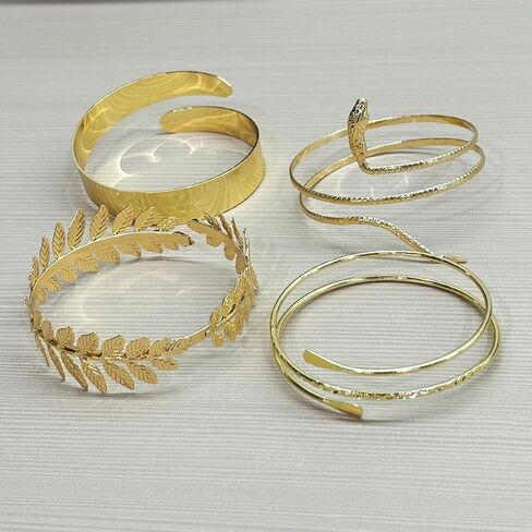 KJMYYXGS 4 Pcs Gold Silver Upper Arm Cuff Jewelry for Women, Arm Bracelet Upper Arm Bangles for Women Minimalist Jewelry Gift in Saudi Arabia