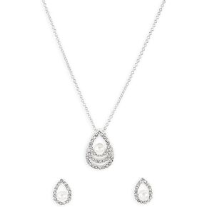 Light Up Box Womens Cubic Zirconia Pure Silver Over Brass 2-pc. Jewelry Set in Saudi Arabia