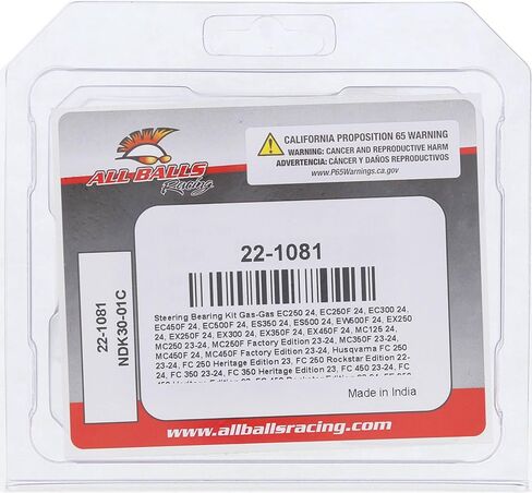 All Balls 22-1081 Steering Bearing Kit Compatible With/Replacement For GasGas EC125 2025, EC250 2024, EC250 2025, EC250F 2024, EC250F 2025, EC300 2024, EC300 2025, EC350F 2024, EC350F 2025 in Saudi Arabia