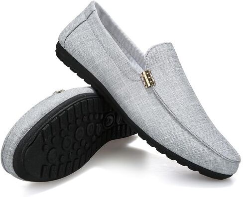 Men's Solid Canvas Loafers, Casual Comfy Slip On Shoes Flat Shoes for Men's Outdoor Footwear in Saudi Arabia
