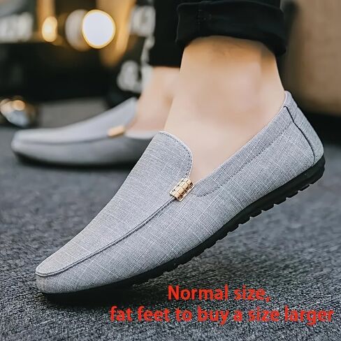 Men's Solid Canvas Loafers, Casual Comfy Slip On Shoes Flat Shoes for Men's Outdoor Footwear in Saudi Arabia